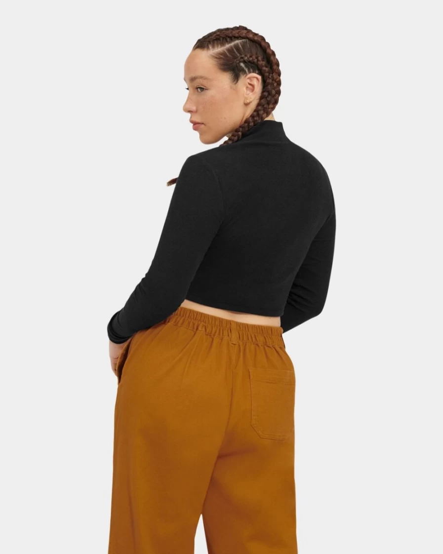 UGG Women's Tar Ribbed Mock Neck Top - Stylish Long Sleeve Turtleneck Shirt
