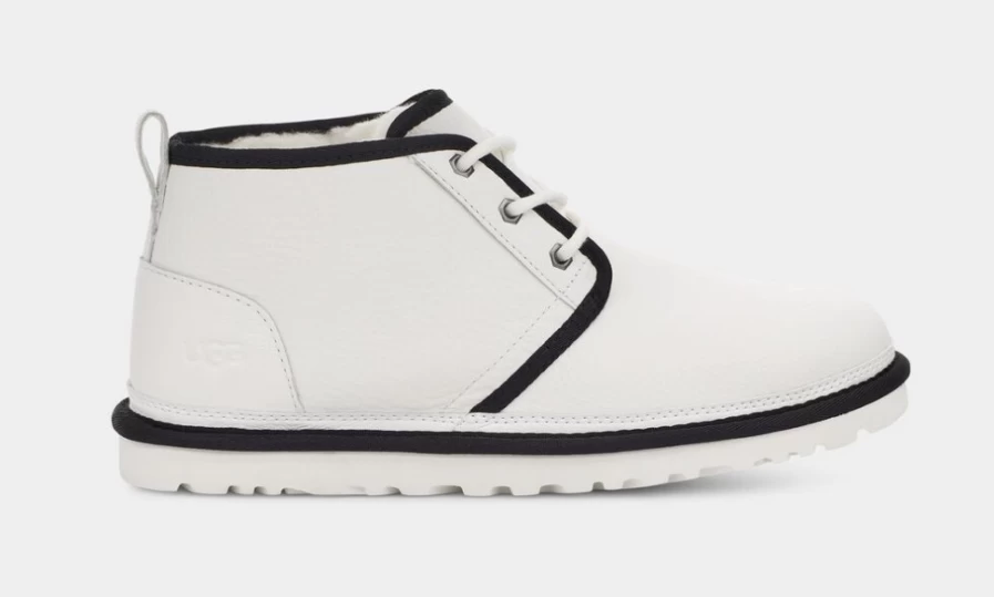 UGG Neumel Men's Leather Chukka Boots in White & Black