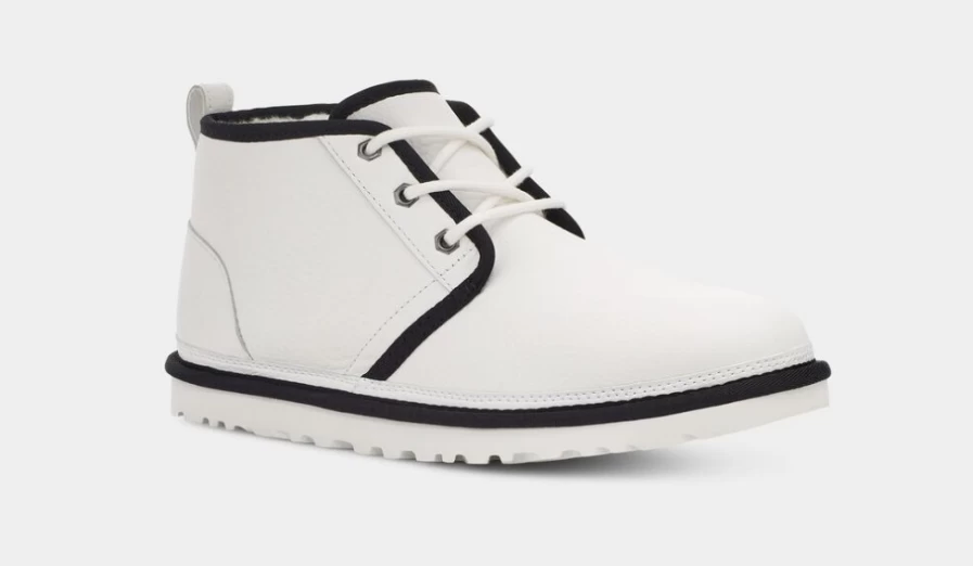 UGG Neumel Men's Leather Chukka Boots in White & Black