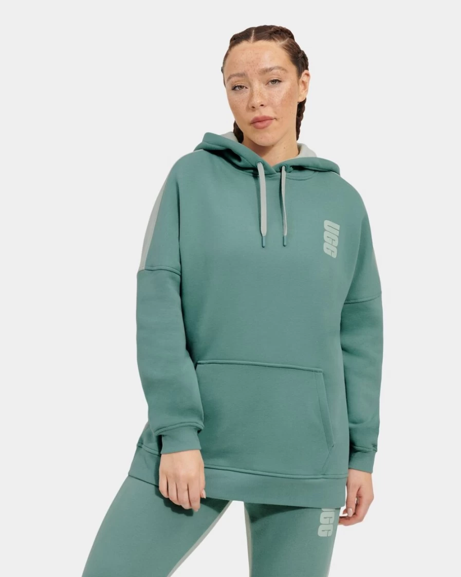 UGG Women's Simone Hoodie Two Tone - Aloe Vera & Sidewalk Pullover Sweatshirt