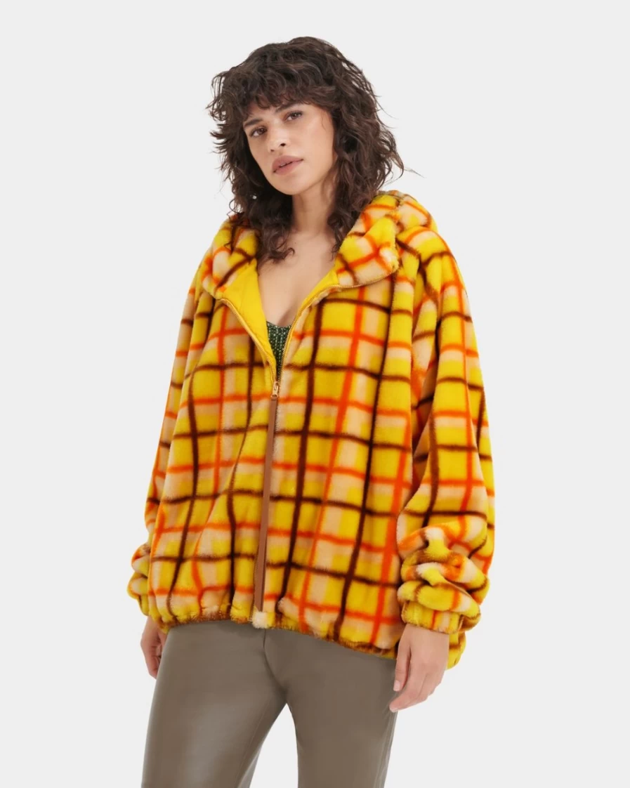 UGG Women's Olympia Jacket in Canary Plaid Punk Style