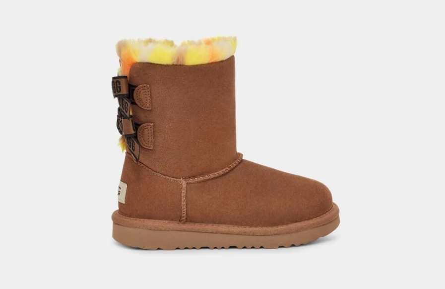 UGG Bailey Bow Chestnut Plaid Boots for Toddlers