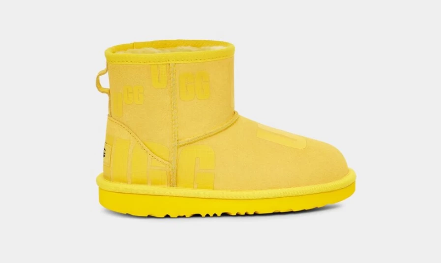 UGG Kids' Classic Mini Scatter Graphic Boots in Canary Yellow