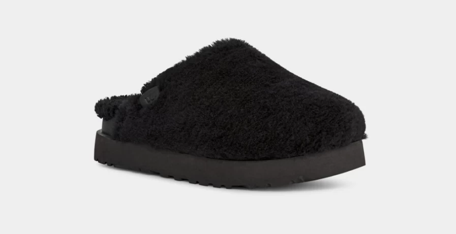 UGG Women's Black Fuzz Sugar Slide Slippers