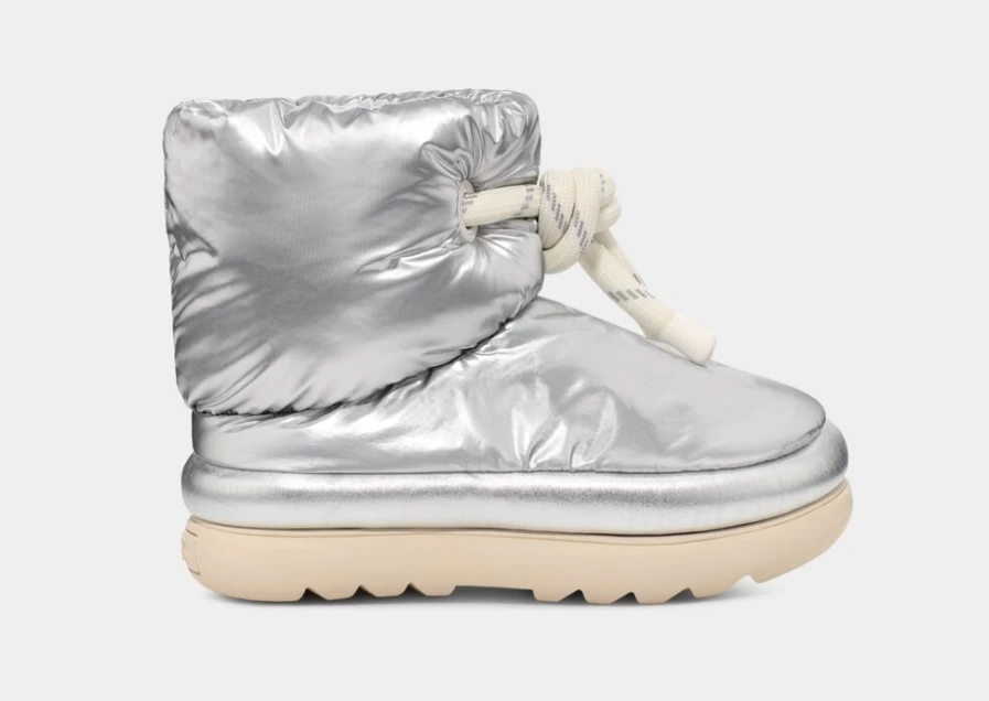 UGG Women's Classic Maxi Short in Metallic Silver - Stylish & Comfortable Sandals