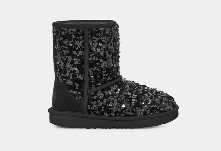 UGG Kids' Classic Short Chunky Sequin Boots in Black