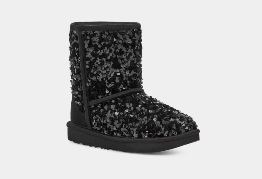 UGG Kids' Classic Short Chunky Sequin Boots in Black
