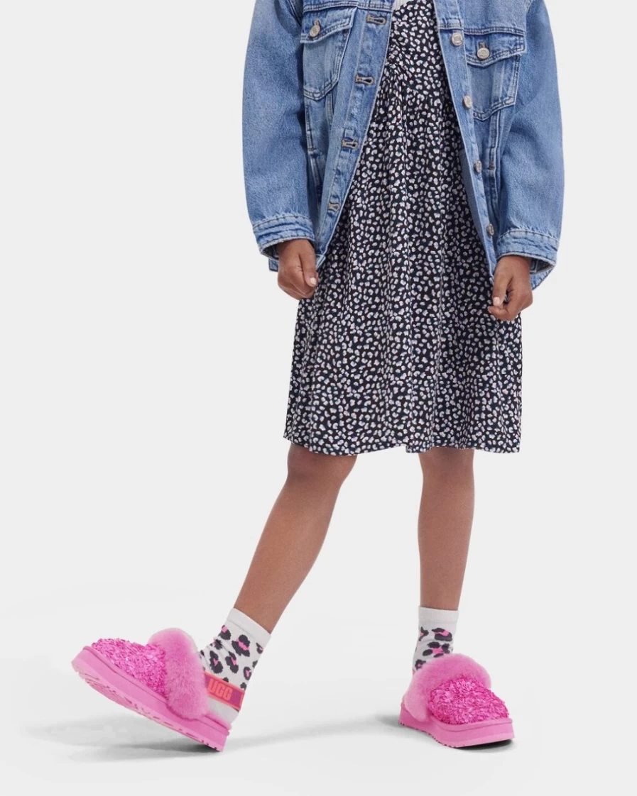 UGG Kids Funkette Chunky Sequin Boots in Echinacea - Sparkly Winter Shoes for Girls
