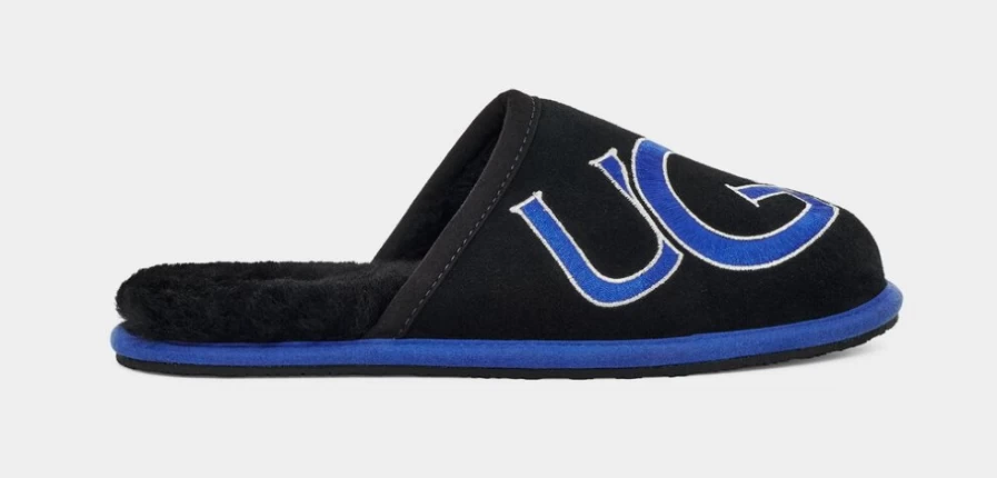 UGG Scuff Logo II Men's Slippers - Black & Neptune Color Comfort Footwear
