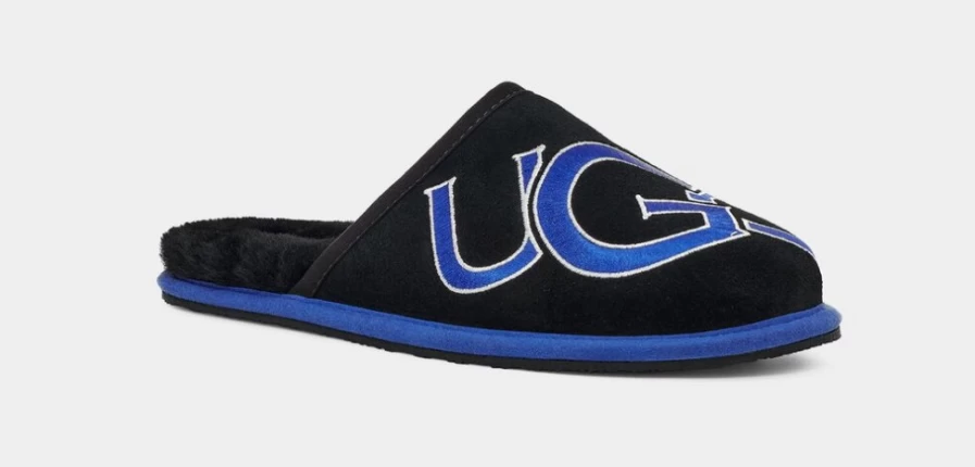 UGG Scuff Logo II Men's Slippers - Black & Neptune Color Comfort Footwear