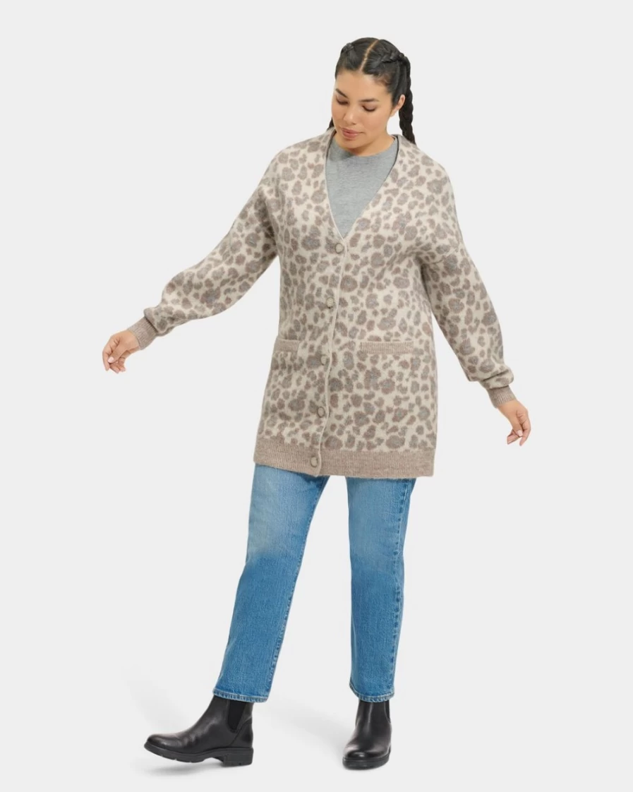 UGG Women's Cream Panther Oversized Cardigan – Tomara Cozy Knit Sweater