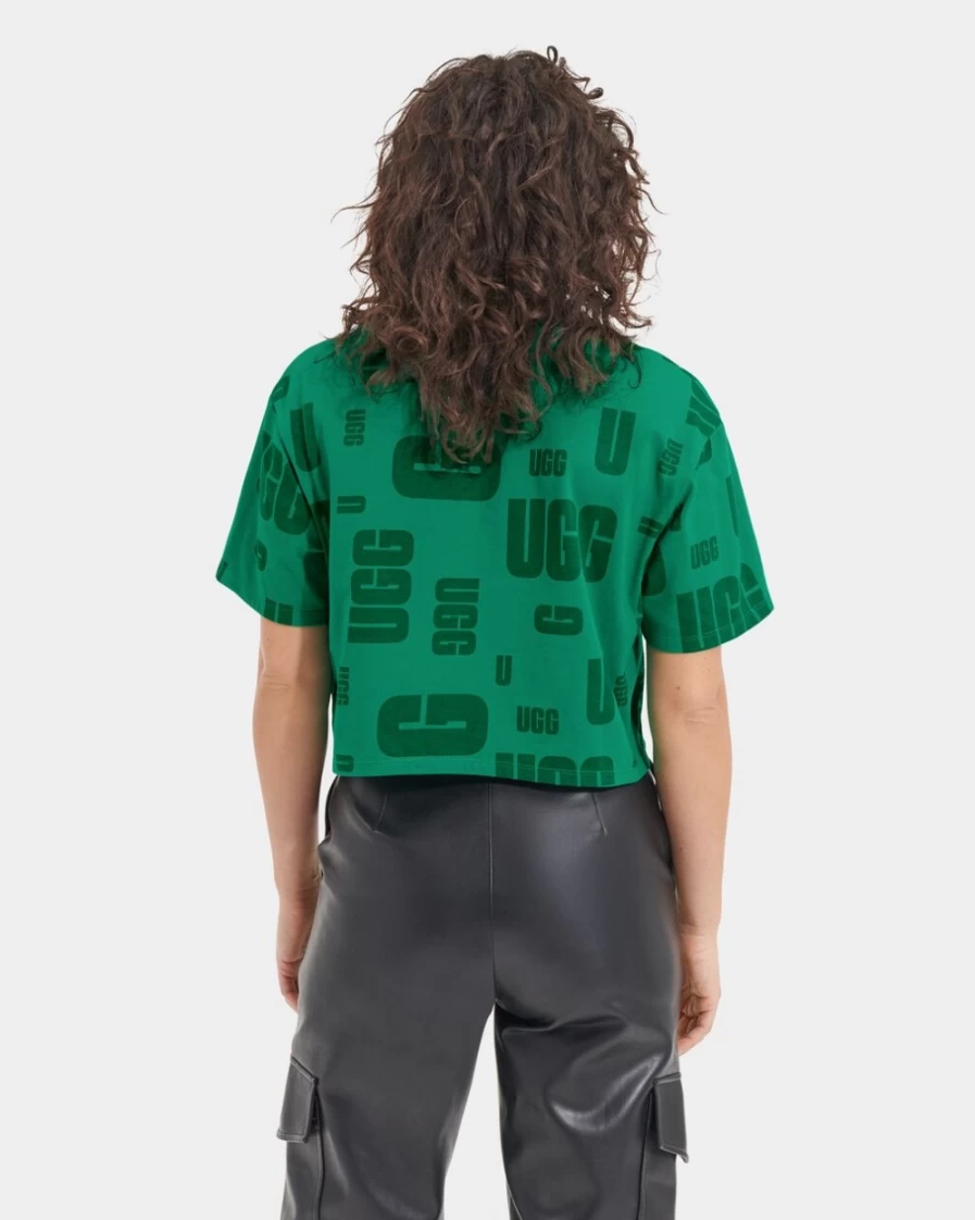 UGG Women's Emerald Green Britany Cropped Tee Scatter Top