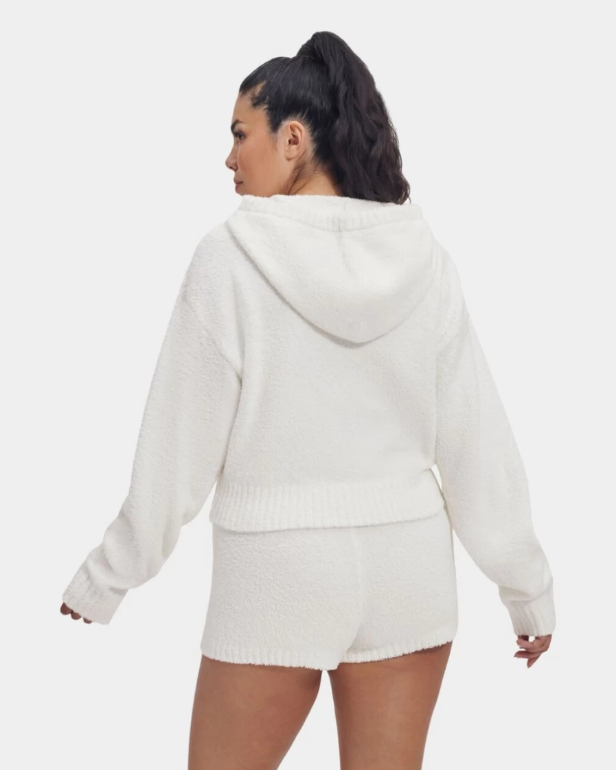 UGG Women's Cream Hana Zip-Up Hoodie - Cozy Fleece Pullover with Front Pocket