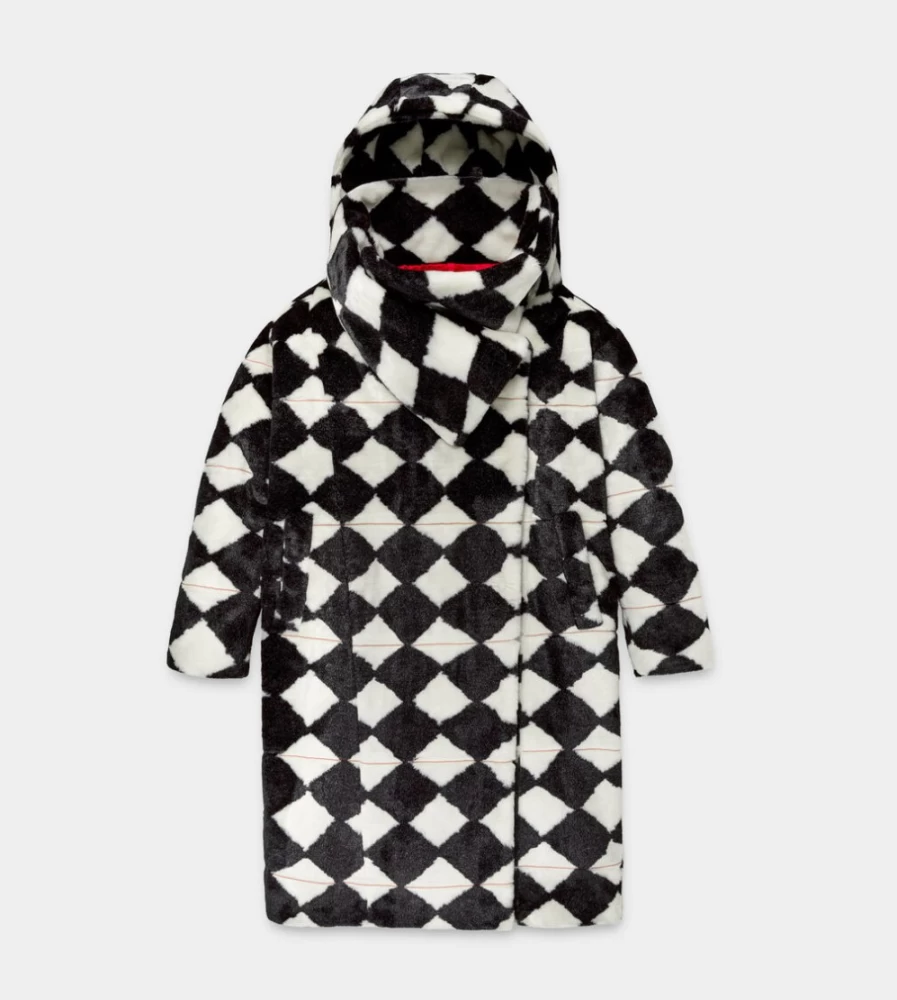 UGG Women's Diamond Jacket in Black & White by Tschabalala Self | Stylish Winter Coat