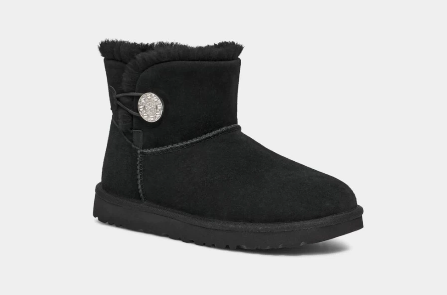 UGG Women's Mini Bailey Button Crystals Boots in Black