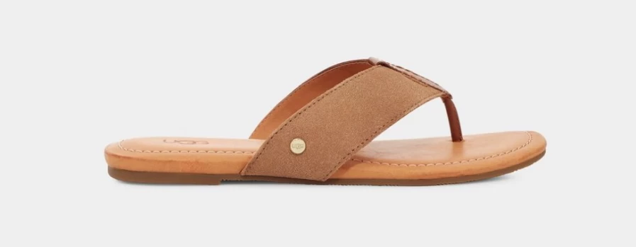 UGG Women's Carey Flip Chestnut Leather Slide Sandals