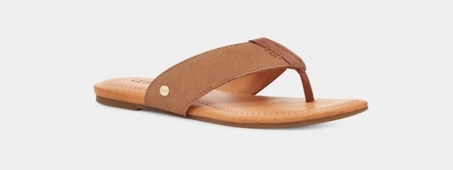 UGG Women's Carey Flip Chestnut Leather Slide Sandals