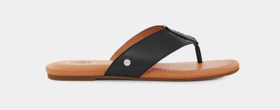 UGG Women's Carey Flip Leather Sandals in Black
