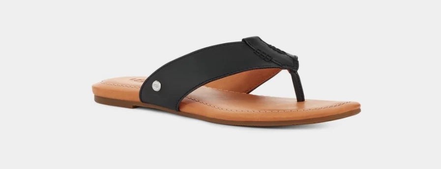 UGG Women's Carey Flip Leather Sandals in Black