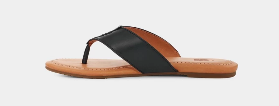 UGG Women's Carey Flip Leather Sandals in Black