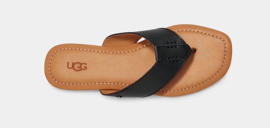 UGG Women's Carey Flip Leather Sandals in Black