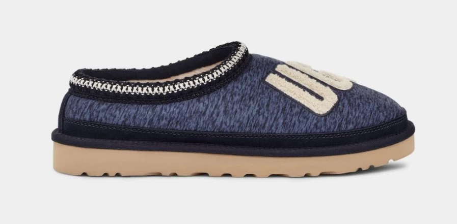 UGG Men's Tasman Fur Jersey Cozy Slippers in Dark Sapphire