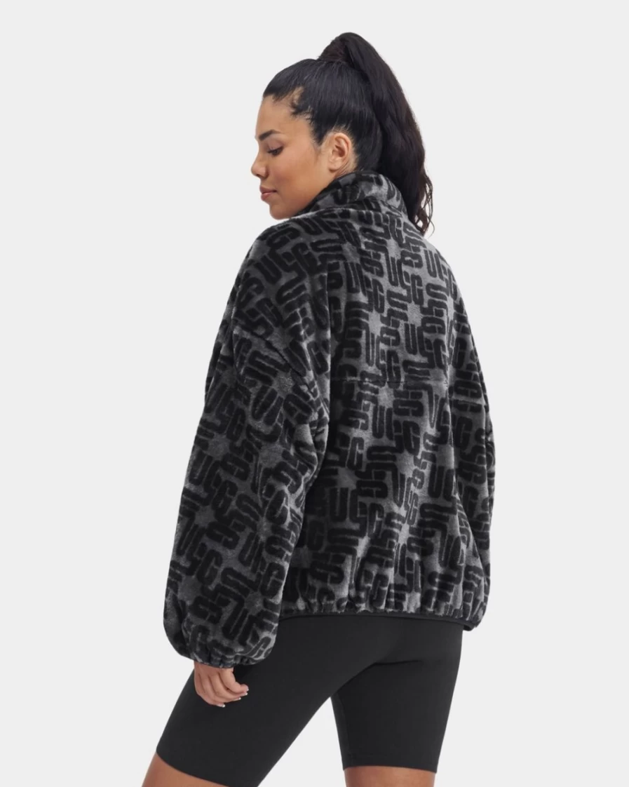 UGG Women's Marlene Sherpa Jacket - Black Graphic Monogram Coat