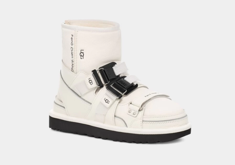 UGG x Feng Chen Wang Unisex Sandals in White & Black | Collaborative Designer Footwear