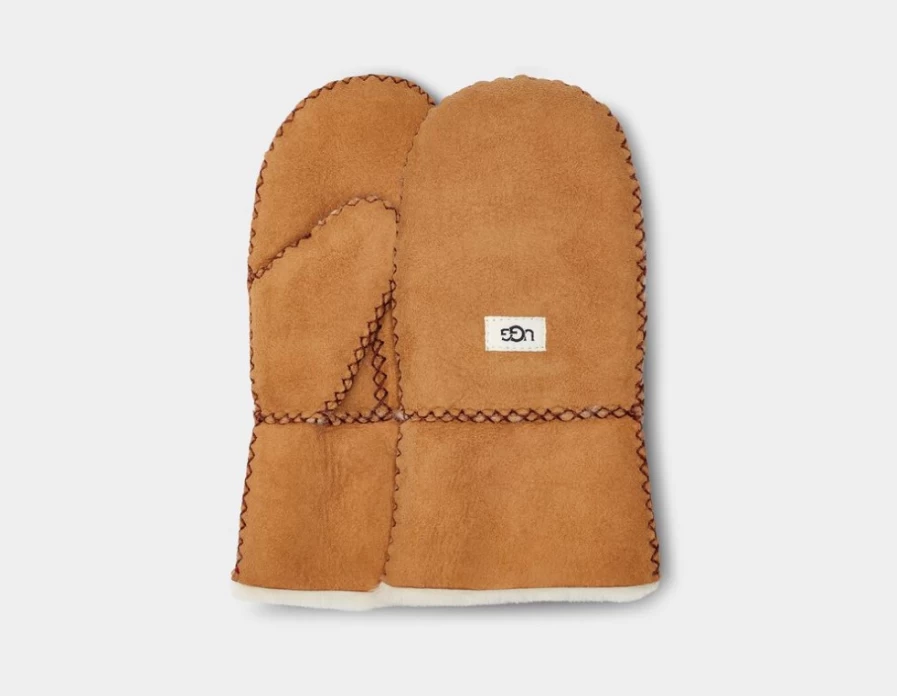 UGG Chestnut Sheepskin Mittens for Toddlers & Big Kids - Warm Stitched Gloves
