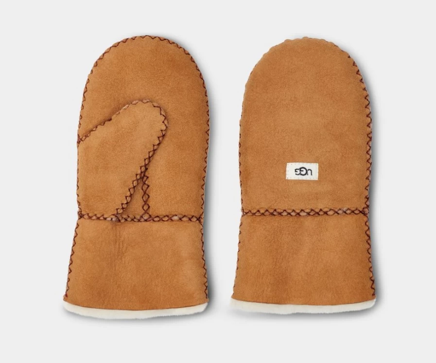 UGG Chestnut Sheepskin Mittens for Toddlers & Big Kids - Warm Stitched Gloves