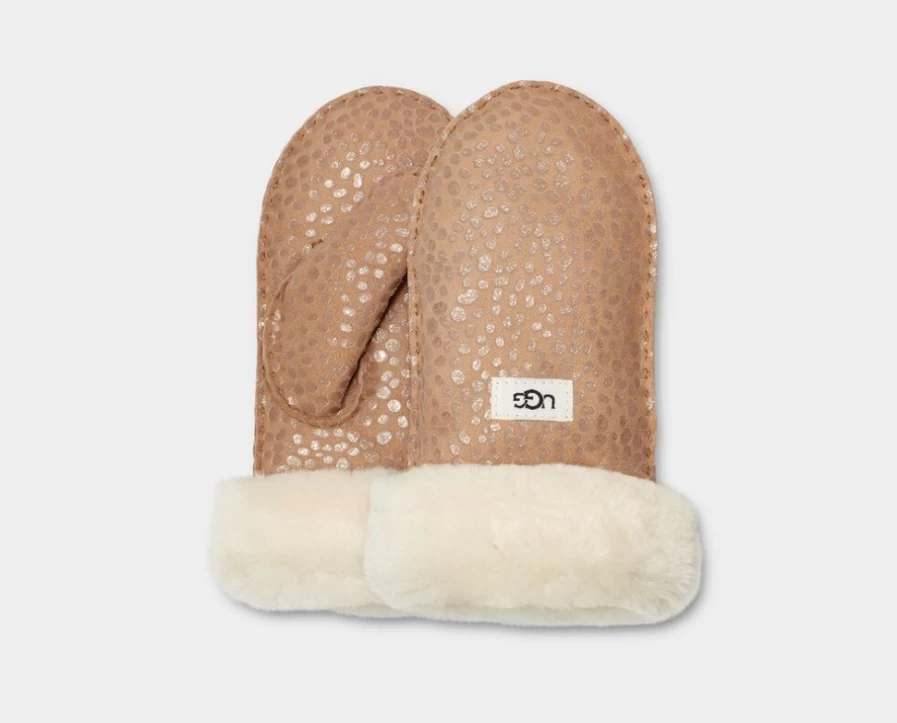 UGG Sparkle Dot Chestnut Sheepskin Mittens for Toddlers & Big Kids