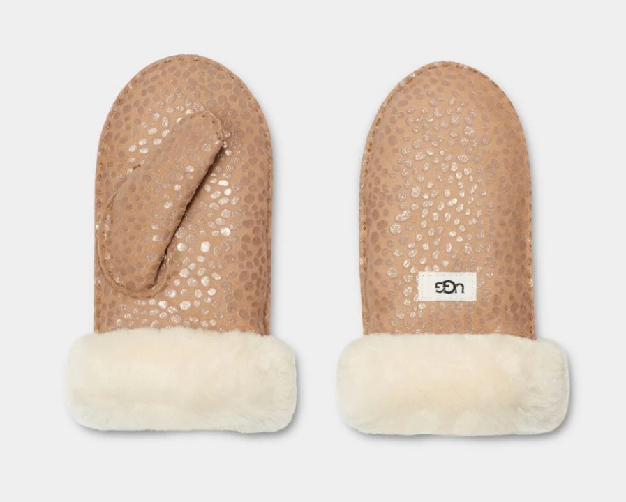 UGG Sparkle Dot Chestnut Sheepskin Mittens for Toddlers & Big Kids