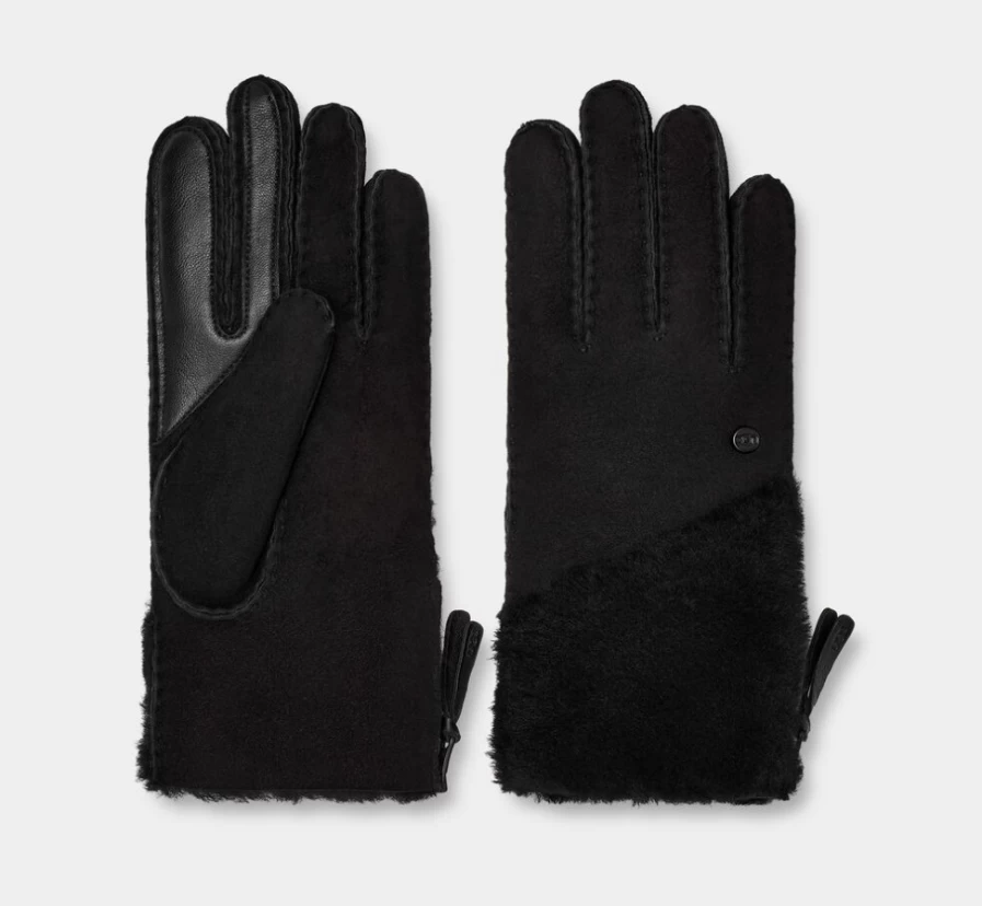 "UGG Women's Black Sheepskin Zip Gloves"
