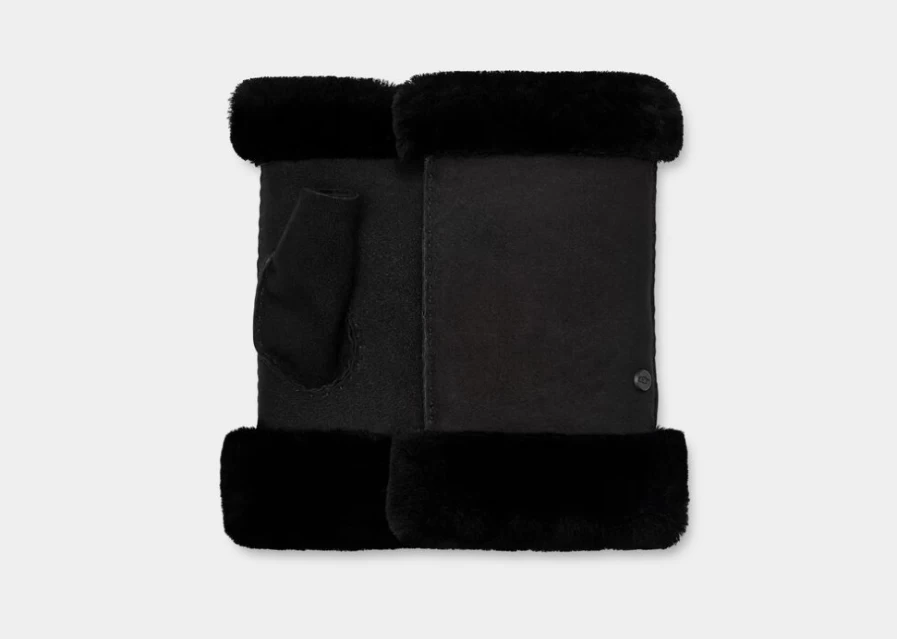"UGG Women's Black Sheepskin Fingerless Gloves"