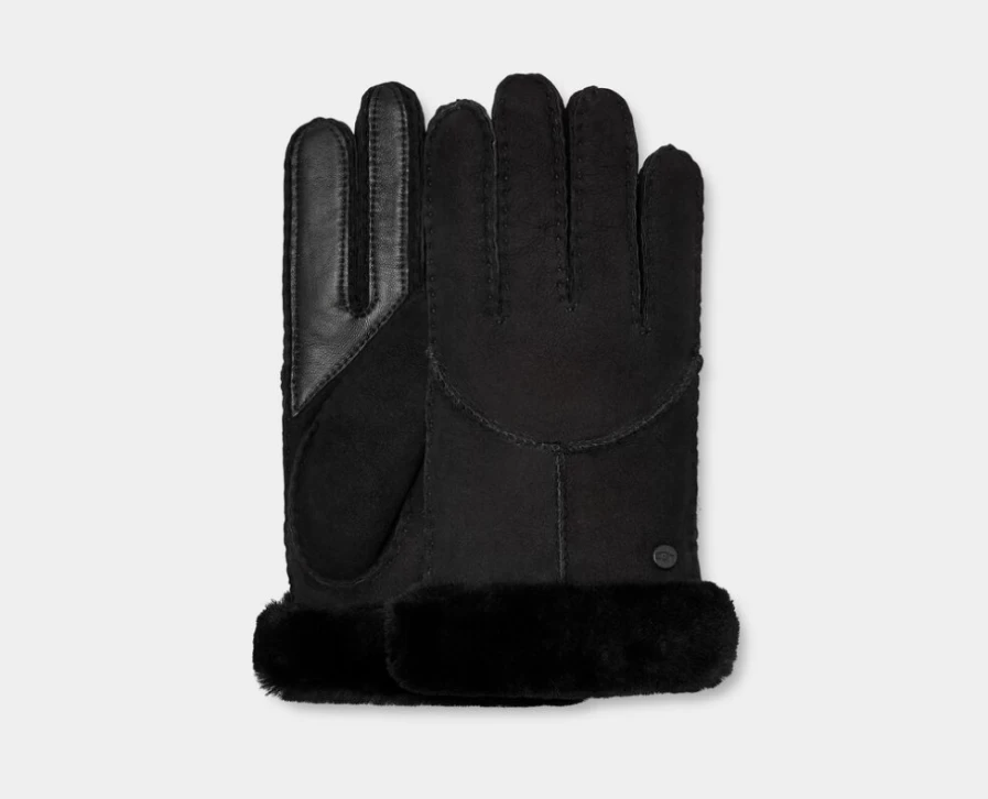 UGG Women's Black Sheepskin Whipstitch Gloves