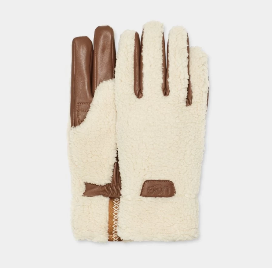 "UGG Men's Cream Sherpa Lined Winter Gloves for Warmth and Comfort"